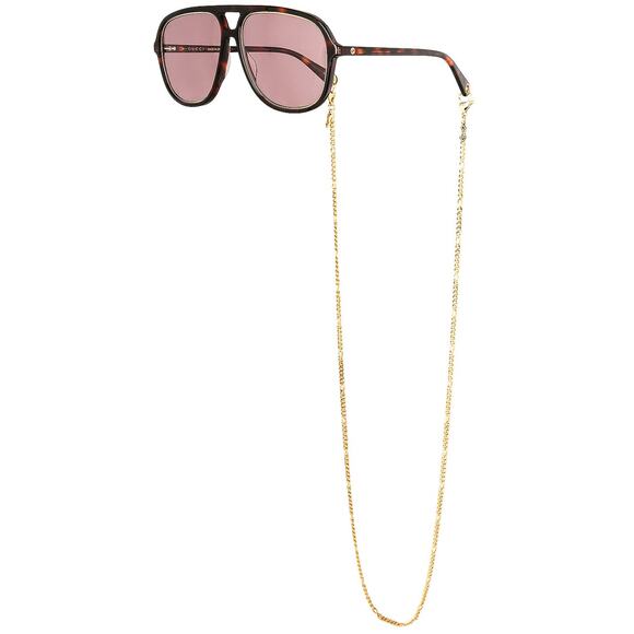 Gucci 'Aviator' Brown Gold Chain Sunglasses Size OS - Picture 1 of 5